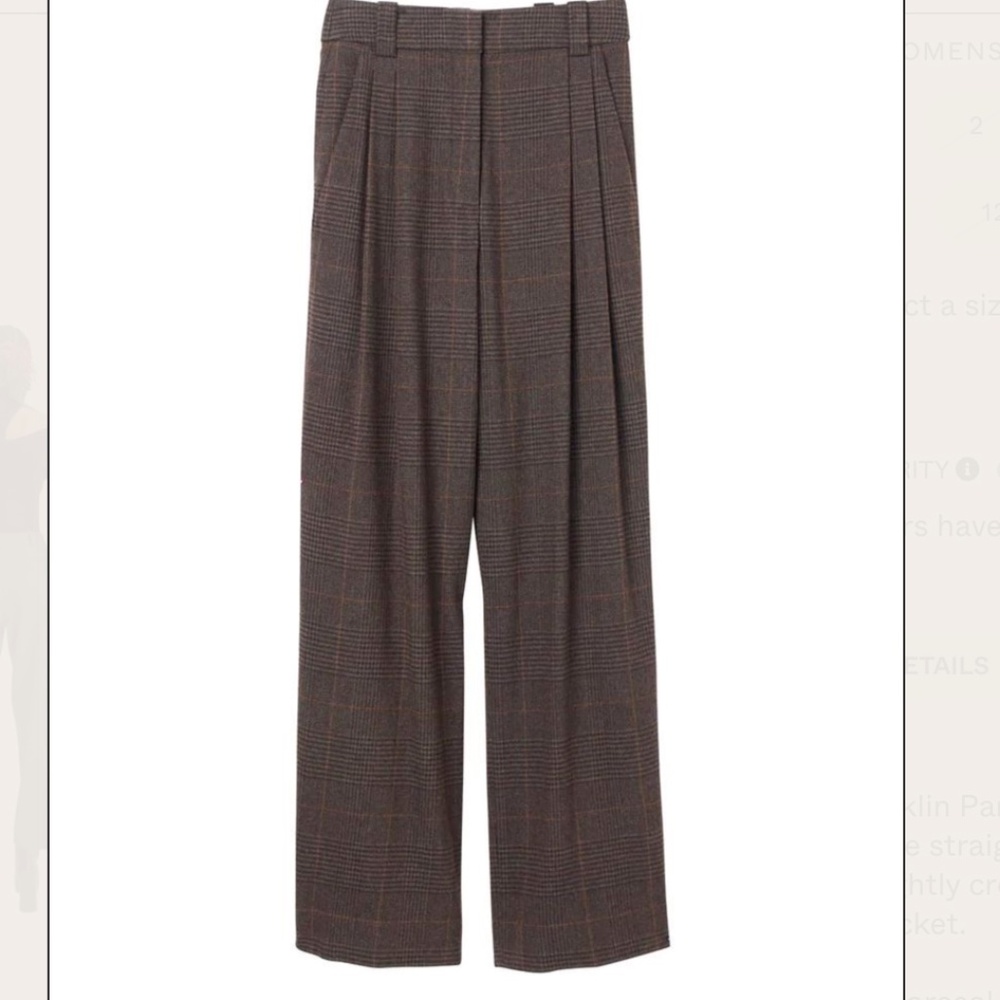 NEW A.L.C. Franklin Wool-Blend Tailored Trousers – Charcoal Plaid – Size 4 - Picture 5 of 13